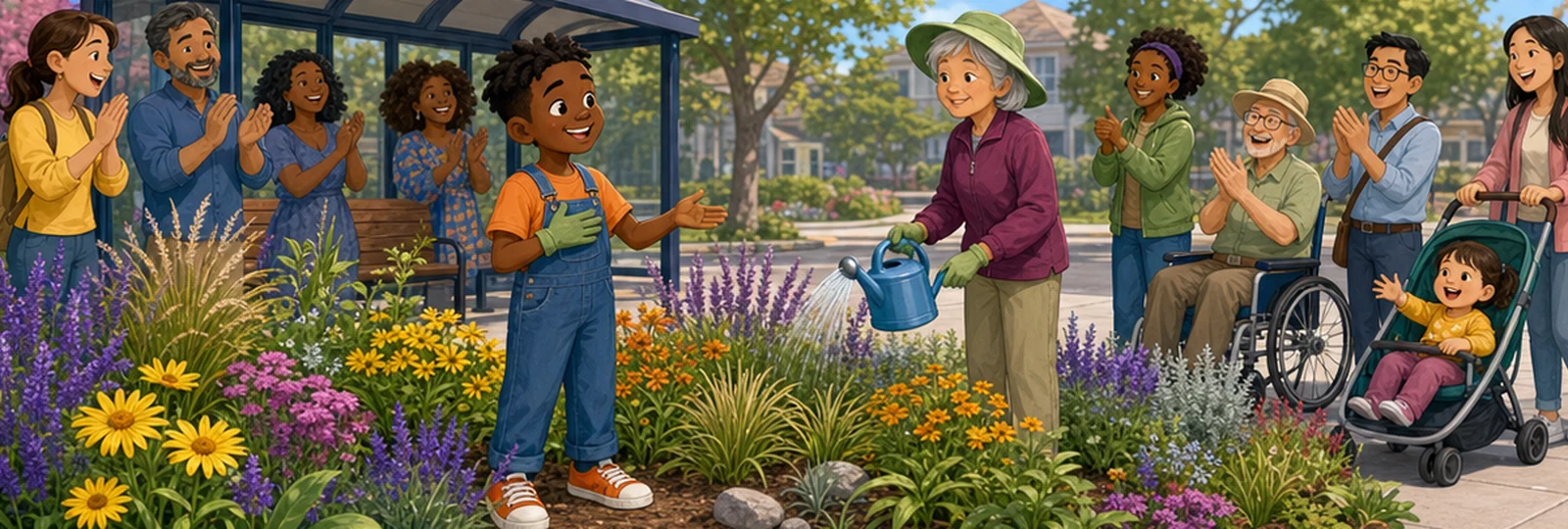 Illustrated scene 3 from The Bus Stop Garden