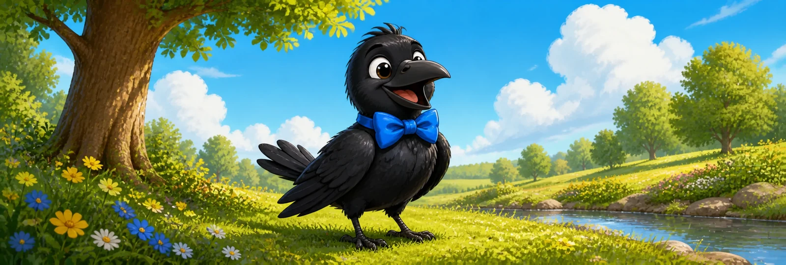 Illustration for Crow with a Bow