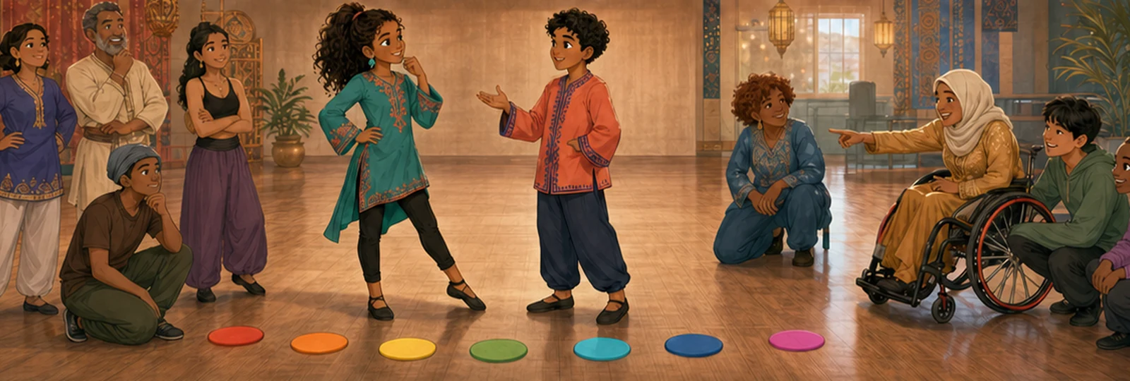 Illustrated scene 2 from Two Rhythms, One Dance