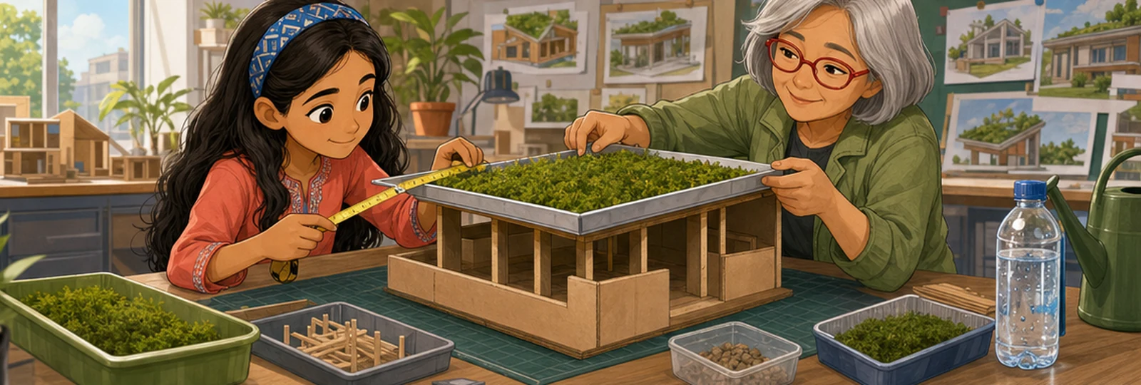 Illustrated scene 2 from A Tiny Green Roof