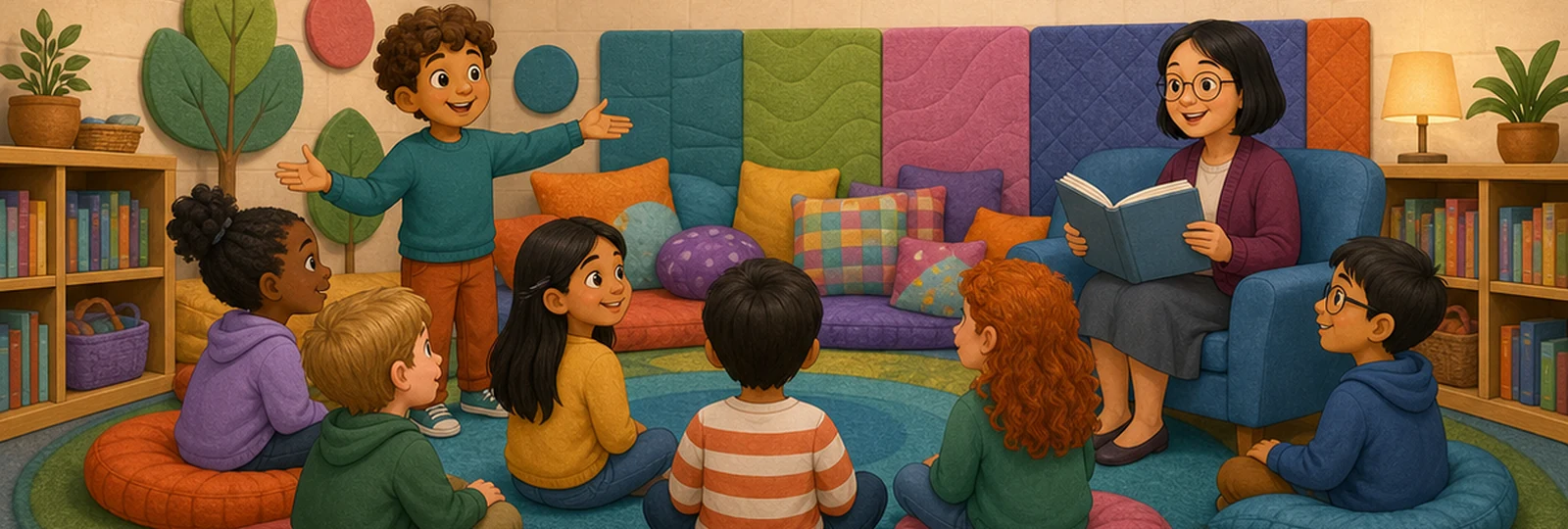 Illustrated scene 3 from Soft Sounds in the Library