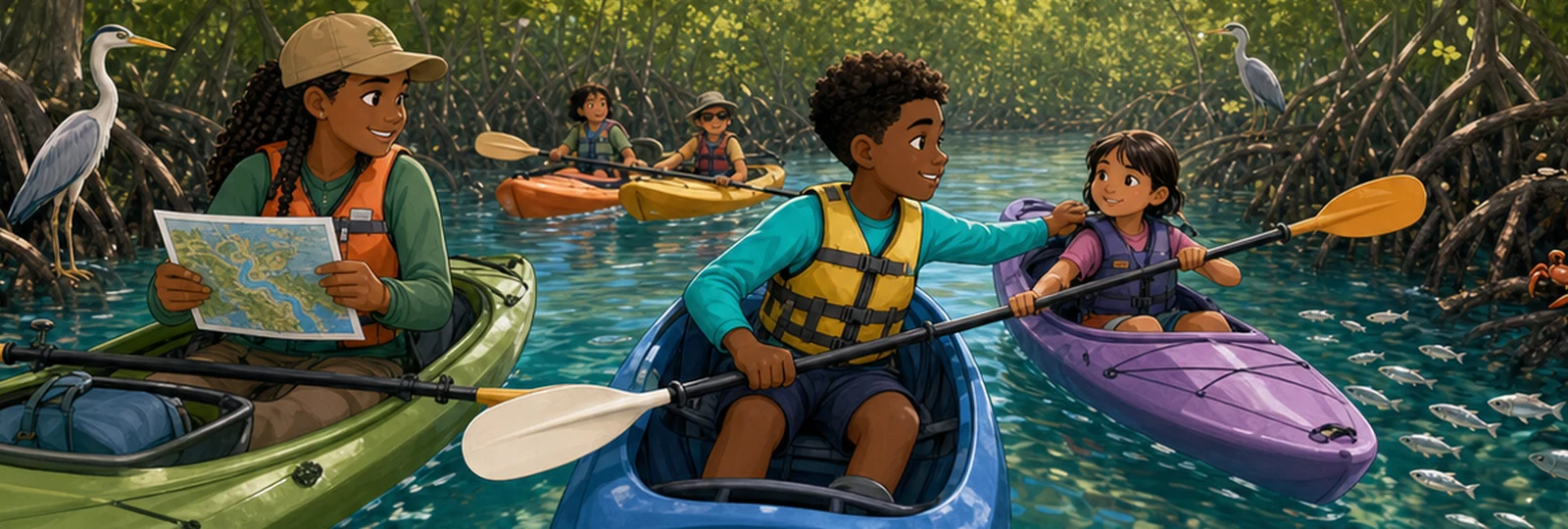 Illustrated scene 2 from Kayaks in the Mangroves