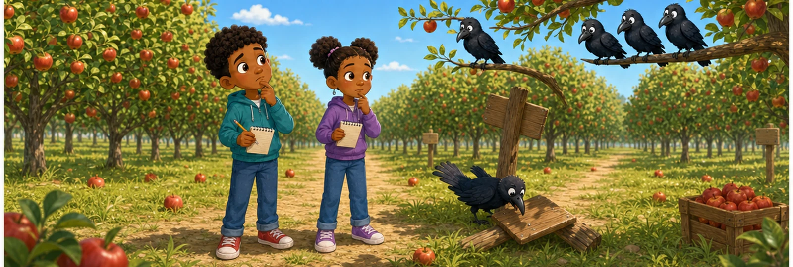 Illustrated scene 2 from The Orchard Sign Mystery