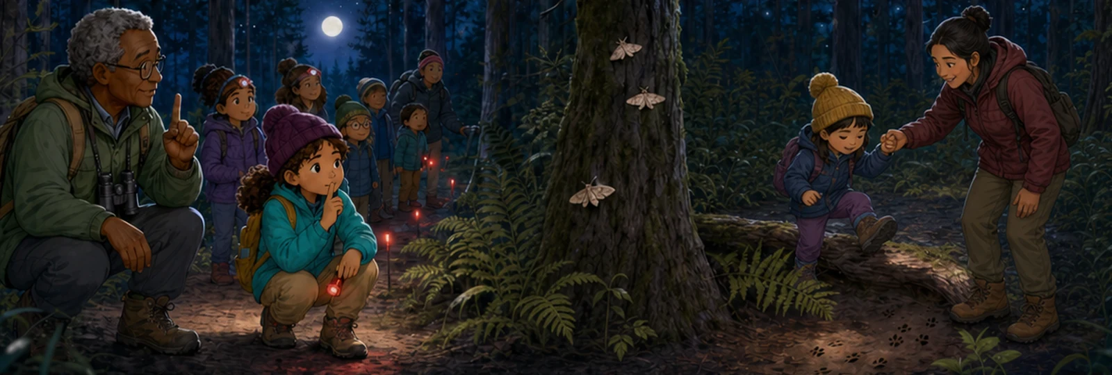 Illustrated scene 2 from The Quiet Owl Prowl