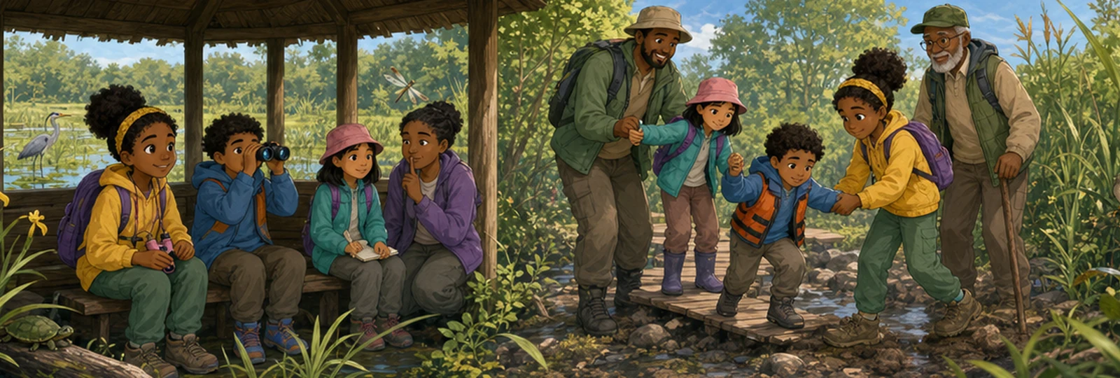 Illustrated scene 2 from Voices in the Wetland